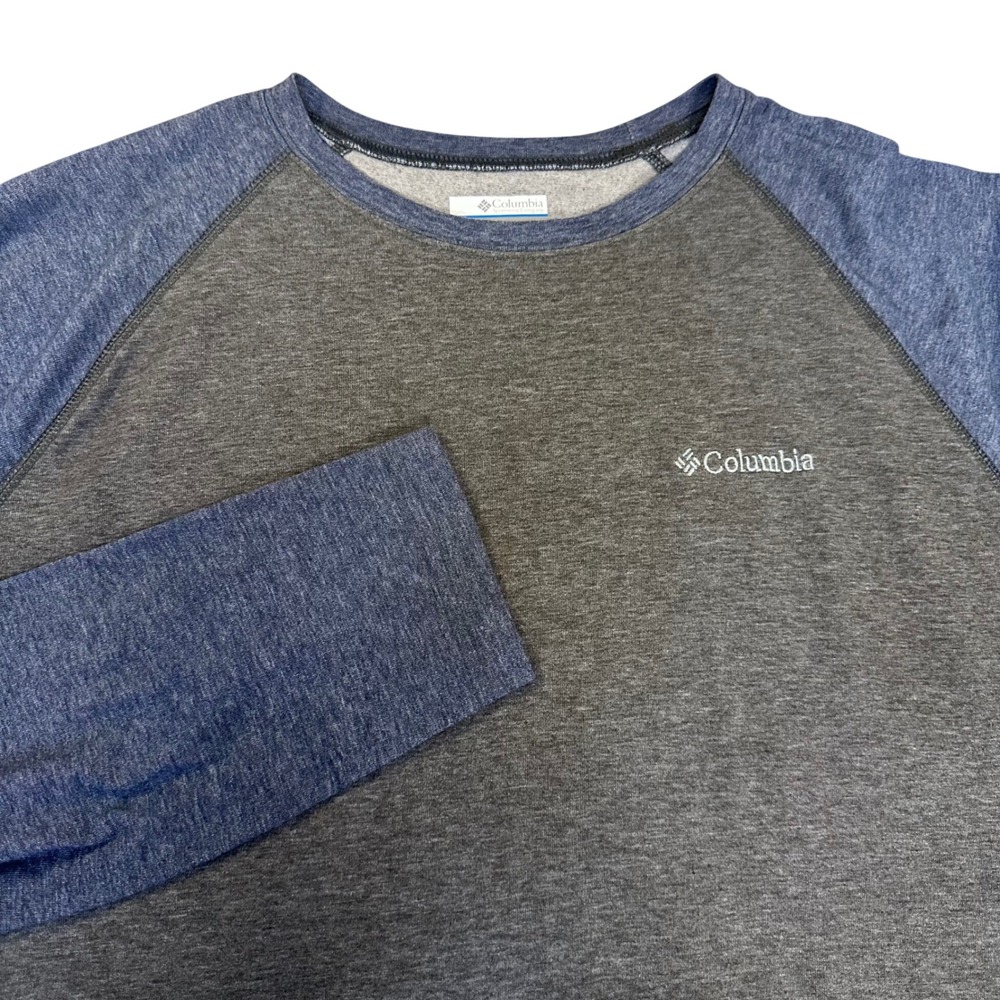 Columbia Omni-Wick Mens XL Long Sleeve Raglan Shirt Gray‎ Blue XM0848 Heathered